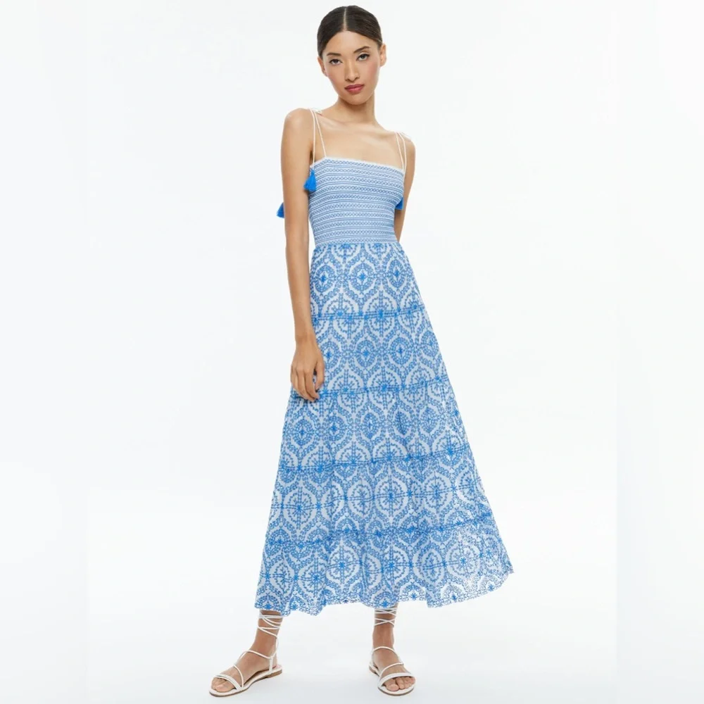 Alice + Olivia Sky Blue and White Maxi Dress - Picture 2 of 8